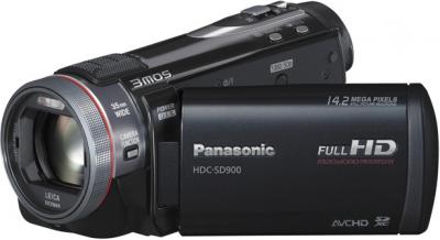 Видеокамера Panasonic HDC-SD900 - вид слева с открытым ЖК-дисплеем