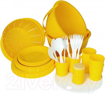 Набор пластиковой посуды Белпласт Пикник с215-2830 (желтый)
