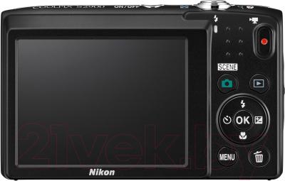 Компактный фотоаппарат Nikon Coolpix S2900 (черный) - вид сзади
