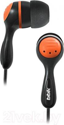 Наушники BBK EP-1210S (черный/оранжевый) - общий вид