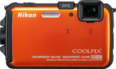 Компактный фотоаппарат Nikon Coolpix AW100 - вид спереди