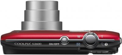 Компактный фотоаппарат Nikon Coolpix S2600 Red - вид сверху