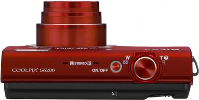 Компактный фотоаппарат Nikon Coolpix S6200 (Red) - вид сверху