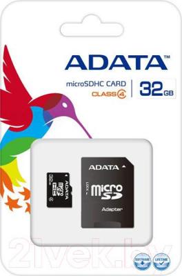 

Карта памяти A-data, microSDHC (Class 4) 32GB + SD адаптер (AUSDH32GCL4-RA1)