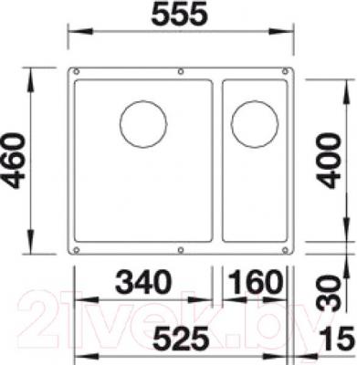 Мойка кухонная Blanco Subline 340/160-U / 513954 - схема