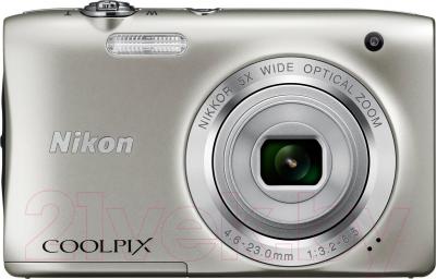 Компактный фотоаппарат Nikon Coolpix S2900 (серебристый) - вид спереди