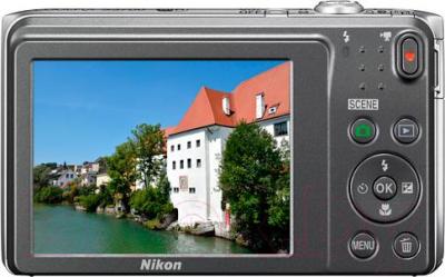 Компактный фотоаппарат Nikon Coolpix S3700 (серебристый) - вид сзади