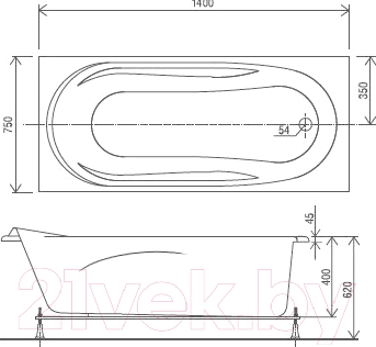 Ванна акриловая Artel Plast Устина 140x75