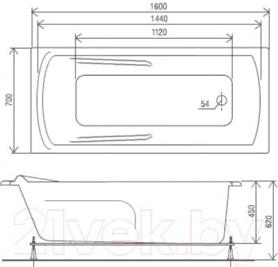 

Ванна акриловая Artel Plast, Калерия 160x70