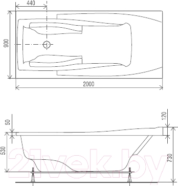 Ванна акриловая Artel Plast Желана 200x90