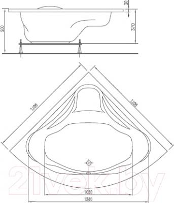 Ванна акриловая Artel Plast Чеслава 120x120