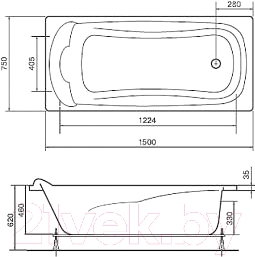 Ванна акриловая Artel Plast Марина 150x75