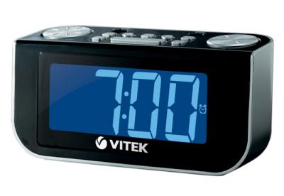 Радиочасы Vitek VT-6600 (черный) - вид спереди