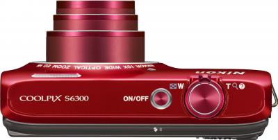 Компактный фотоаппарат Nikon Coolpix S6300 (Red) - вид сверху