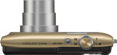 Компактный фотоаппарат Nikon Coolpix S3300 Gold - вид сверху