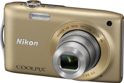 Компактный фотоаппарат Nikon Coolpix S3300 Gold - общий вид