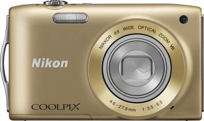 Компактный фотоаппарат Nikon Coolpix S3300 Gold - вид спереди
