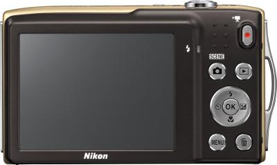Компактный фотоаппарат Nikon Coolpix S3300 Gold - вид сзади