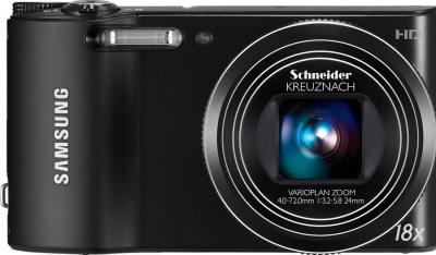 Компактный фотоаппарат Samsung WB150 (EC-WB150ZBPBRU) Black - вид спереди