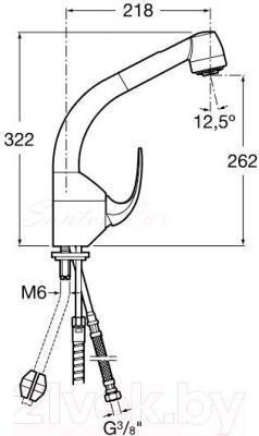 Смеситель Roca M2 A5A8168C00  - технический чертеж