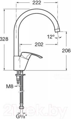 Смеситель Roca Monodin-N А5А8407С00 - технический чертеж