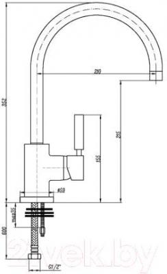 Смеситель GranFest 3023 (сатин) - технический чертеж