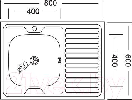 Мойка кухонная Kromevye EC 220 D (чаша слева)