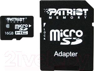 Карта памяти Patriot microSDHC (Class 10) 16 Gb + адаптер (PSF16GMCSDHC10) - общий вид