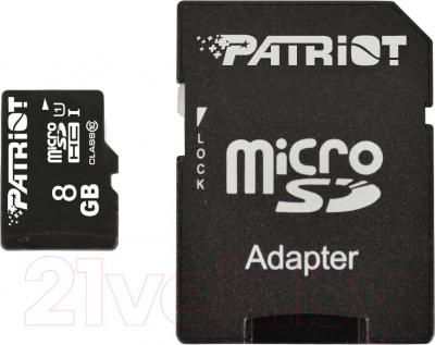 Карта памяти Patriot microSDHC (Class 10) 8 Gb + адаптер (PSF8GMCSDHC10) - общий вид
