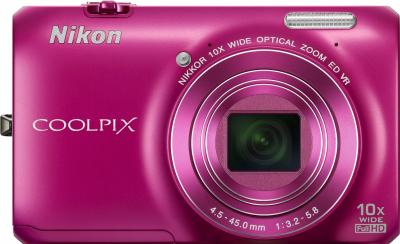 Компактный фотоаппарат Nikon Coolpix S6300 (Pink) - вид спереди