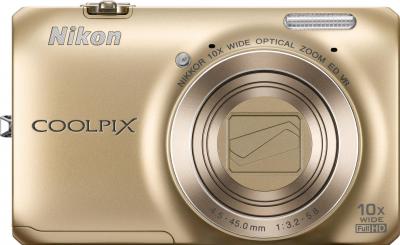 Компактный фотоаппарат Nikon Coolpix S6300 (Gold) - вид спереди