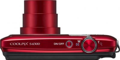 Компактный фотоаппарат Nikon Coolpix S4300 Red - вид сверху