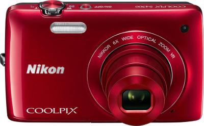 Компактный фотоаппарат Nikon Coolpix S4300 Red - вид спереди