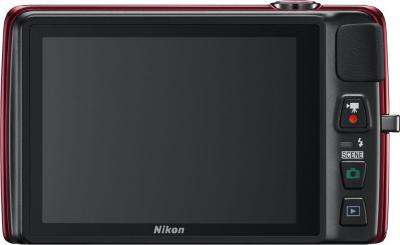 Компактный фотоаппарат Nikon Coolpix S4300 Red - вид сзади