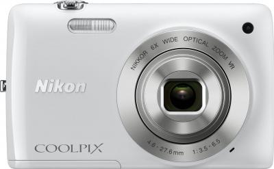 Компактный фотоаппарат Nikon Coolpix S4300 White - вид спереди