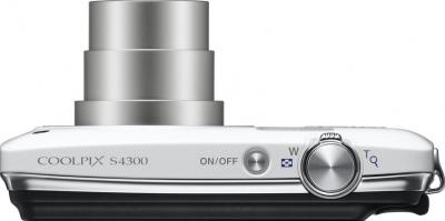 Компактный фотоаппарат Nikon Coolpix S4300 White - вид сверху