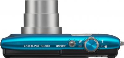 Компактный фотоаппарат Nikon Coolpix S3300 Blue - вид сверху