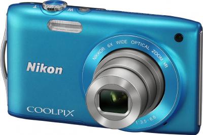 Компактный фотоаппарат Nikon Coolpix S3300 Blue - общий вид