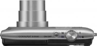 Компактный фотоаппарат Nikon Coolpix S3300 (Silver) - вид сверху