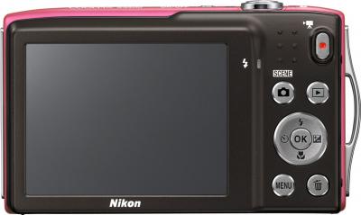 Компактный фотоаппарат Nikon Coolpix S3300 Pink - вид сзади