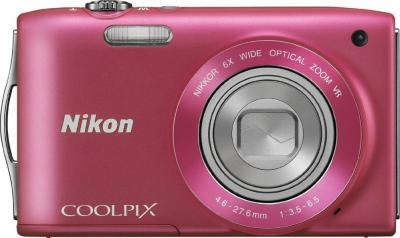 Компактный фотоаппарат Nikon Coolpix S3300 Pink - вид спереди