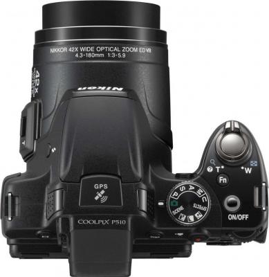 Компактный фотоаппарат Nikon Coolpix P510 Black - Вид сверху