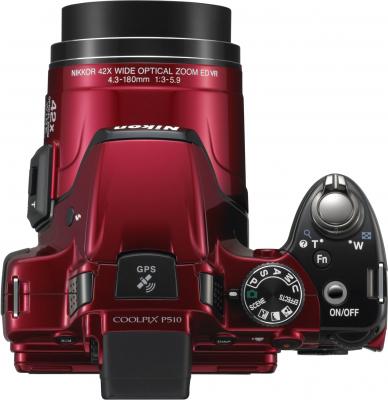 Компактный фотоаппарат Nikon COOLPIX P510 Red - вид сверху