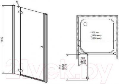 Душевая дверь Radaway Torrenta DWJ 120 R / 32030-01-10N