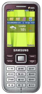 Мобильный телефон Samsung C3322 Dual (красный) - вид спереди