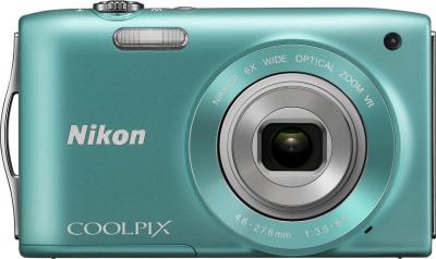 Компактный фотоаппарат Nikon Coolpix S3300 Green - вид спереди