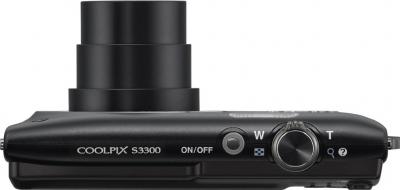 Компактный фотоаппарат Nikon Coolpix S3300 Black - вид сверху
