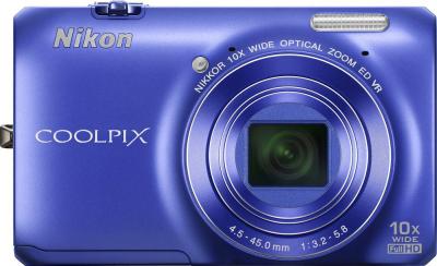 Компактный фотоаппарат Nikon Coolpix S6300 Blue (Blue) - вид спереди