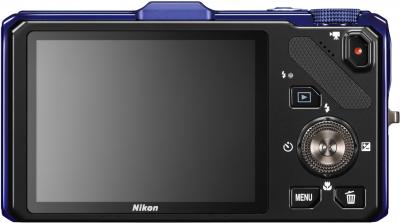 Компактный фотоаппарат Nikon Coolpix S9300 Blue - вид сзади