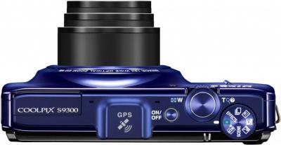 Компактный фотоаппарат Nikon Coolpix S9300 Blue - вид сверху